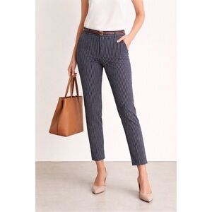 Banana Republic Navy Pinstripe Cropped Slim Pants